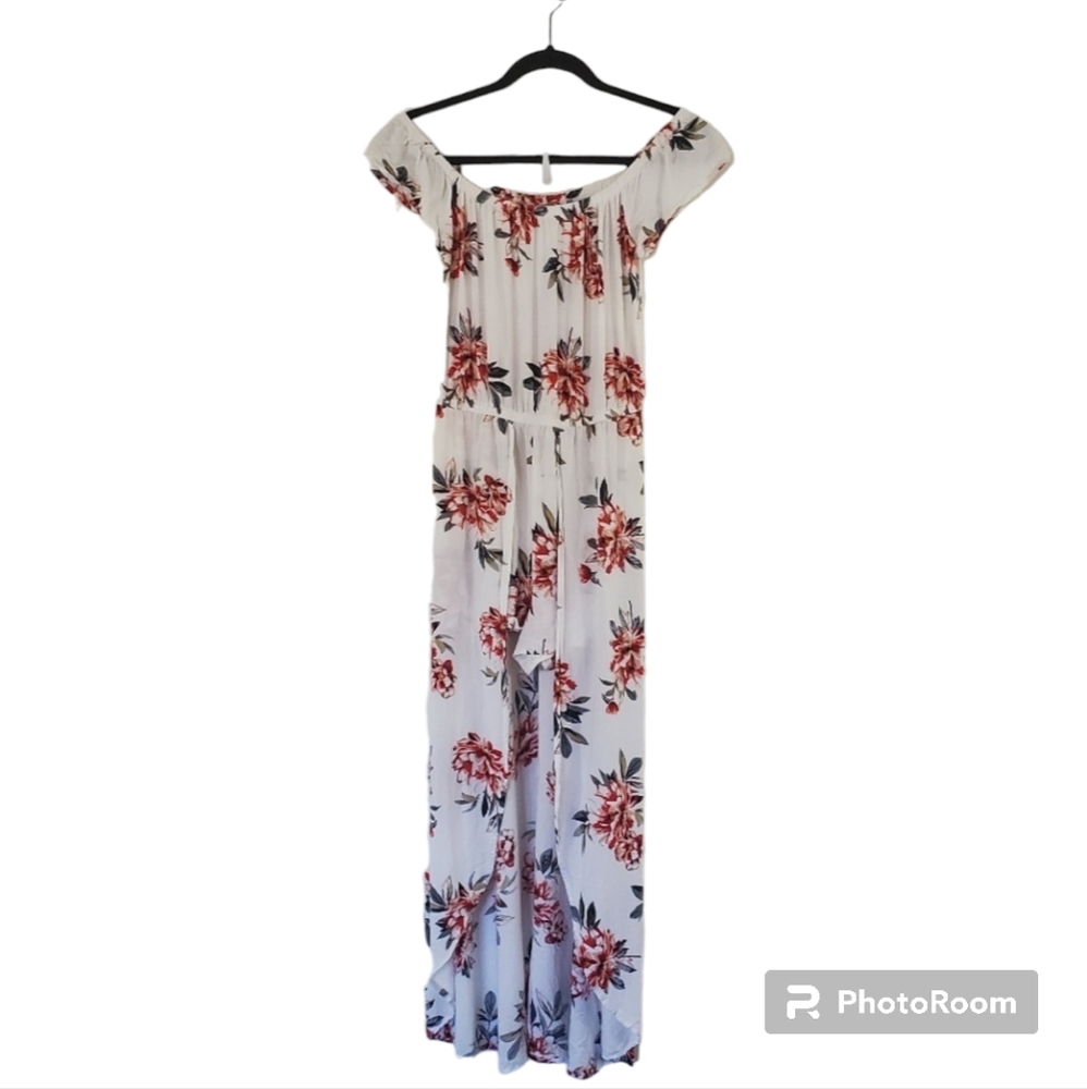Louise Paris white and red floral romper dress